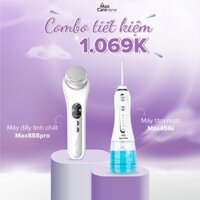 [Combo giảm 1069K] Máy tăm nước cầm tay làm sạch răng Max456S + Máy đẩy tinh chất ion nóng lạnh Max888PRO