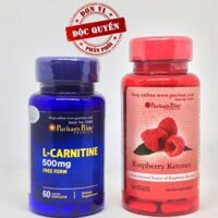 Combo Giảm cân tăng cơ tự nhiên không gây mệt mỏi Raspberry ketone & L Carnitine Puritans pride