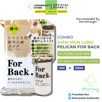 COMBO Giảm Mụn Lưng Pelican For Back - Xà phòng Soap Bar [135g] + Xịt Medicated Body Lotion Gel Mist [100ml]