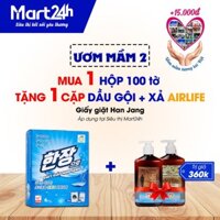 Combo Giấy giặt Hàn Quốc HanJang Hộp 100 tờ tặng cặp dầu gội xả Airlife chính hãng của Đức