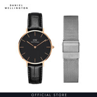 Combo Gift Nữ Daniel Wellington Đồng hồ Petite Reading DW00100167 + Dây lưới đồng hồ Petite DW00200140