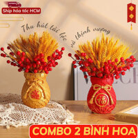 Combo Giỏ Hoa Hình Túi Tiền Kết Hợp Đào Đông Hoa Lúa Độc Đáo C&M HOME Trang Trí Nhà Cửa Tết Xuân 2025