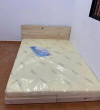 Combo Giường Pallet Và Nệm Cao Su Non 1m6 x 2m x 20cm Có Đầu Giường Liền