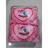 COMBO GỐI CƯỚI 3 MÓN MÀU HỒNG ĐẬM 40x60 CAO CẤP( Cặp áo gối + cặp ruột gối + túi gương gối)