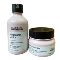 Combo gội, hấp (ủ) tóc L'oreal Vitamino Color dành cho tóc nhuộm, 300ml/200ml{Siêu rẻ} {Chính hãng}