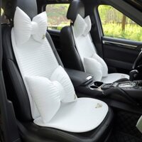 Combo Gối Tựa Đầu, Lưng Ô Tô, Chiếu Lót Ghế Xe Hơi Màu Trắng Cao Cấp