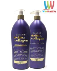 Combo Gội Xả chống rụng tóc OGX Biotin Collagen 750ml x2 (Chai có vòi)