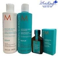 Combo Gội xả phục hồi độ ẩm Moroccanoil Repair 250mlx2 + Tinh dầu Moroccanoil Treatment 25ml
