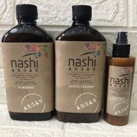 Combo gội xả và xịt dưỡng xả khô Nashi argan phục hồi tóc hư tổn 500mlx2/150ml