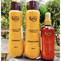 Combo gội xã xịt dưỡng phục hồi tóc Kella Argan Oil 500ml { NEW 2024 }