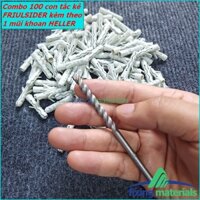 Combo gồm 100 con tắc kê nhựa Friulsider TU (Ý) + 1 mũi khoan Heller (Đức)
