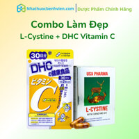 Combo gồm L-cystine 500mg và Vitamin C nội địa Nhật giúp làm trắng da, chắc khỏe tóc, chống lão hóa trong 1 tháng