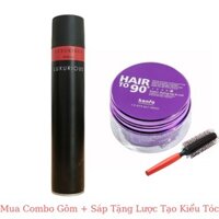 Combo Gôm Xịt Luxurious + Sáp Hair To 90 Tặng Lược Tạo Kiểu Tóc