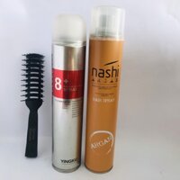 Combo Gôm Xịt Phủ Cứng 8+ Spray + Gôm Xịt Giữ Nếp Nashii