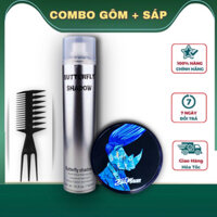 Combo gôm xịt tóc Butterfly Shadow 320ml sáp vuốt tóc Blumaan 74gr giữ nếp tóc 24 giờ