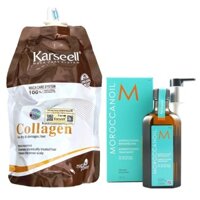 Combo hấp (ủ) tóc Collagen Karseell 500ml & chai tinh dầu dưỡng tóc Moroccanoil Treatment 100ml(Chính hãng )