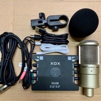 COMBO HÁT THU ÂM LIVESTREAM KARAOKE MÍC AQ220-SOUND CARD XOX KS108 CHÂN+LỌC+DÂY 3 MÀU BẢO HÀNH 6 THÁNG