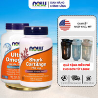 Combo hỗ trợ xương khớp, bổ mắt, tăng cường sức mạnh cơ bắp Shark cartilage, Omega 3 Ultra Now Foods