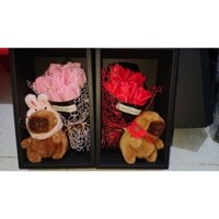 combo hoa hồng và gấu bông Capybara