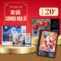 Combo Họa Sĩ Tô Màu GLOBAL ART-  Bộ Luyện Vẽ Phác Thảo Màu Chì, Tô Màu Acrylic, Màu Nước Kèm Sổ Sketch S003/S004