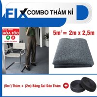 Combo (Hoả Tốc) thảm lót sàn nỉ decor phòng, thảm lót sàn gồm, BĂNG GAI DÁN THẢM, khổ rộng 2m (combo 5m2)