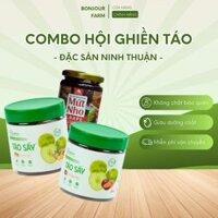 COMBO HỘI GHIỀN TÁO | 1 TÁO SẤY LẠNH VỊ GỪNG 250G, 1 TÁO SẤY LẠNH VỊ CHANH DÂY 250G, 1 MỨT NHO 225G