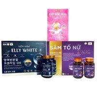 COMBO Hộp 3 Lọ Sâm Tố Nữ VIPP + ELLY WHITE + Tặng 1 Khiết Hồng Nhan Trắng da cấp tốc, Cải thiện nội tiết, Hủy nám, sạm