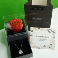 COMBO HỘP HOA HÔNG SÁP + VÒNG CỔ CỎ 4 LÁ ĐEO 2 PHONG CÁCH - Quà tặng valentin, quà sinh nhật, quà 8/3, quà 20/10