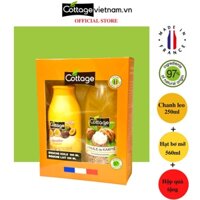 Combo Hộp Quà Tặng 2 Món sữa tắm Dưỡng ẩm Cottage 250ml Chanh Leo và 560ml Hạt Bơ Mỡ
