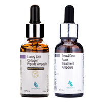 Combo Hot Serum làm giảm mụn Dew&amp;Dew Acne Treatment Ampoule 30ml  Serum làm giảm vết thâm , Phục Hồi Da 7 In 1 Dew&amp;Dew Luxury Cell Collagen Peptide Ampoule 30ml