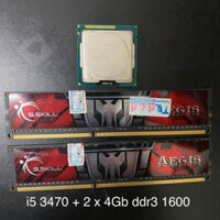 Combo i5 3470 và 2 thanh ram 4gb ddr3 buss 1600 gskill aegis chính hãng