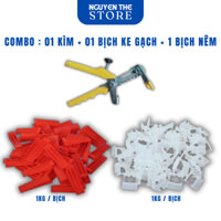 COMBO Ke cân bằng ốp lát gạch 1.0 mm, 1.5 mm , 2mm +  nêm cân bằng gạch + kìm siết ke gạch