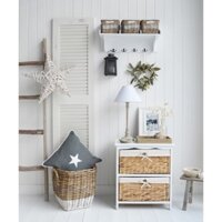 Combo Kệ Gỗ Kèm Sọt Lục Bình Có Lót Vải Siêu Xinh Xắn Trang Trí Phòng Khách/ Kệ Đầu Giường Phòng Ngủ 2 Ngăn, 3 Ngăn