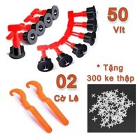 Combo Ke Lát Gạch Tái Sử Dụng Dạng Vít Vặn 50 Chiếc Kèm 02 Kìm Móc Tặng Ke Chữ Thập ( Màu Ngẫu Nhiên)
