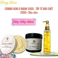 Combo kem body tẩy mạnh ,tẩy tế bào chết và dầu oliu dưỡng da mềm mịn 200g