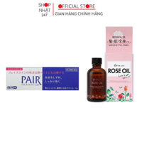 Combo Kem bôi giảm mụn Pair Acne W Cream tuýp 14g và Dầu dưỡng ủ tóc hoa hồng Rose Oil 60ml Nhật Bản