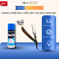 Combo Kem Cạo Râu 400g + Dao Cạo Cán Gỗ + 10 lưỡi dao lam - mỹ phẩm ola