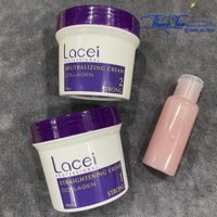 Combo Kem duỗi ép tóc tại nhà không cần kẹp nhiệt Lacei Collagen + Keratin Protech 200mlx2/50ml ( New 2023 )