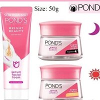 Combo Kem Dưỡng Da Pond'S Trắng Hồng 50g ( Sản Phẩm gồm: Sữa Rửa Mặt, Kem Pond Ngày và Đêm)