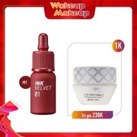 Combo Kem Dưỡng Mắt & Son Tint Hiệu Ứng Nhung Mịn PERIPERA INK VELVET 01 GOOD BRICK