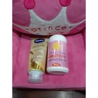 Combo kem dưỡng toàn thân Abutine hồng 500g và Vaseline vàng 330ml