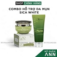 Combo Kem Face Cao Mụn Khổ Qua Diếp Cá + Sữa Rửa Mặt Trà Xanh Rau Má Sica White Chính Hãng