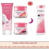 Combo kem ngày kem đêm sữa rửa mặt nước hoa hồng ponds ( kem 50g)