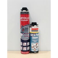 Combo Keo bọt nở Foam Apollo 750ml + Nước rửa keo foam Soudal 500ml