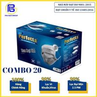Combo khẩu trang 4 lớp than hoạt tính Perfetta Carbon lọc bụi, lọc vi khuẩn,lọc virus  99 - Combo 20