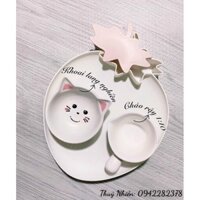 COMBO KHAY + BÁT GỐM SỨ CHO BÉ ĂN DẶM