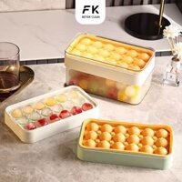 Combo khay đựng đá tròn có nắp dẻo để tủ lạnh xếp chồng có kèm hộp, khay làm đá tròn nhiều tầng FEEKA