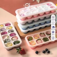 Combo Khay Làm Đá Tủ Lạnh Silicone 12 viên có nắp