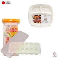 Combo khay trữ đồ ăn dặm cho bé Kokubo 12 ngăn  đĩa 3 ngăn dành cho bé ăn dặm - nội địa Nhật Bản - 2 khay 1 đĩa
