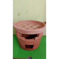 Combo khuôn làm bánh khọt bằng đất nung 7 lổ và lò than 24 cm